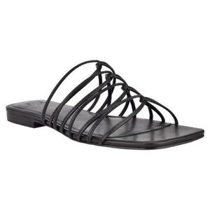 MARC FISHER Women’s Strappy Marcio Square Toe Slip-On Leather Slide Sandals Size